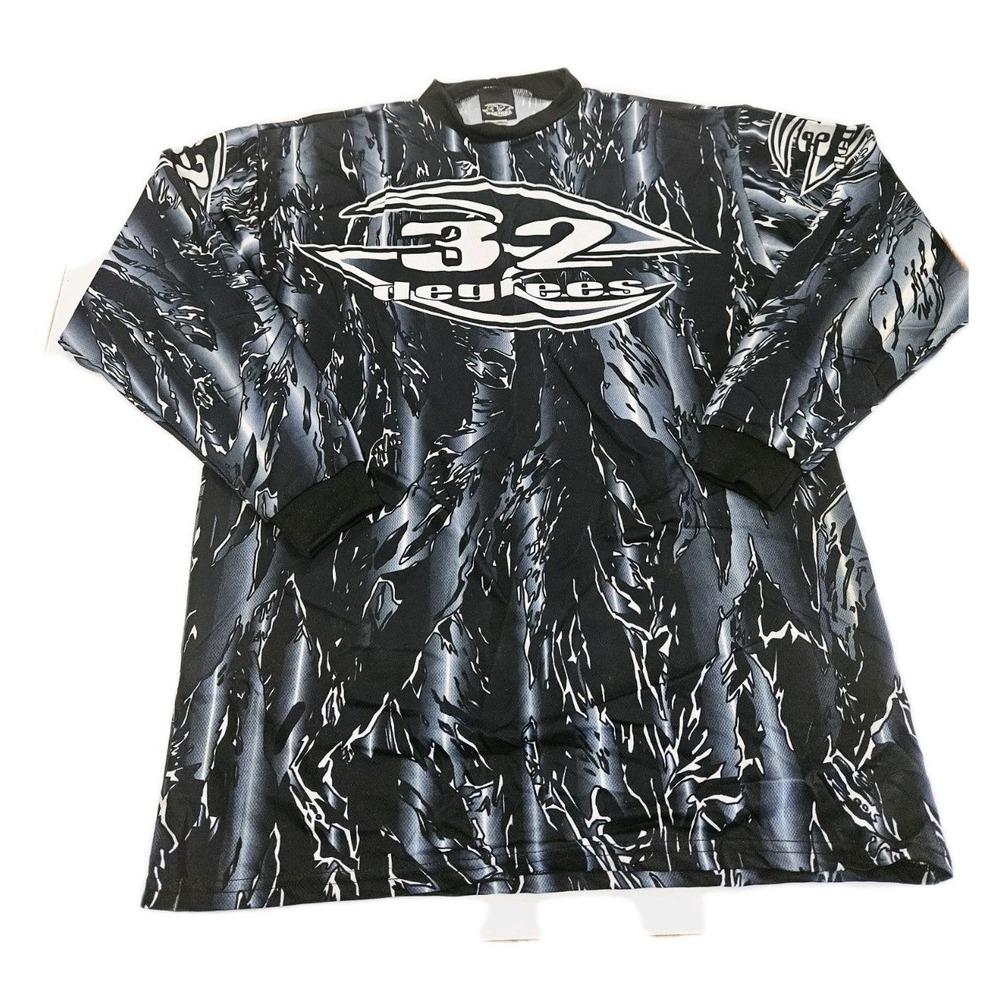 32 Degrees Adults Long Sleeved Paintball Jersey - Black Gray - Large